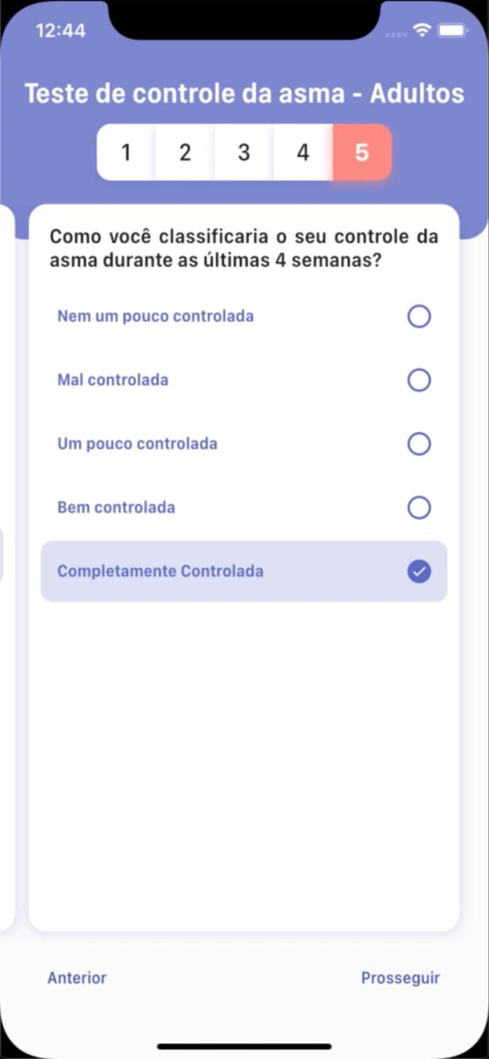 Questionnaire answering page.